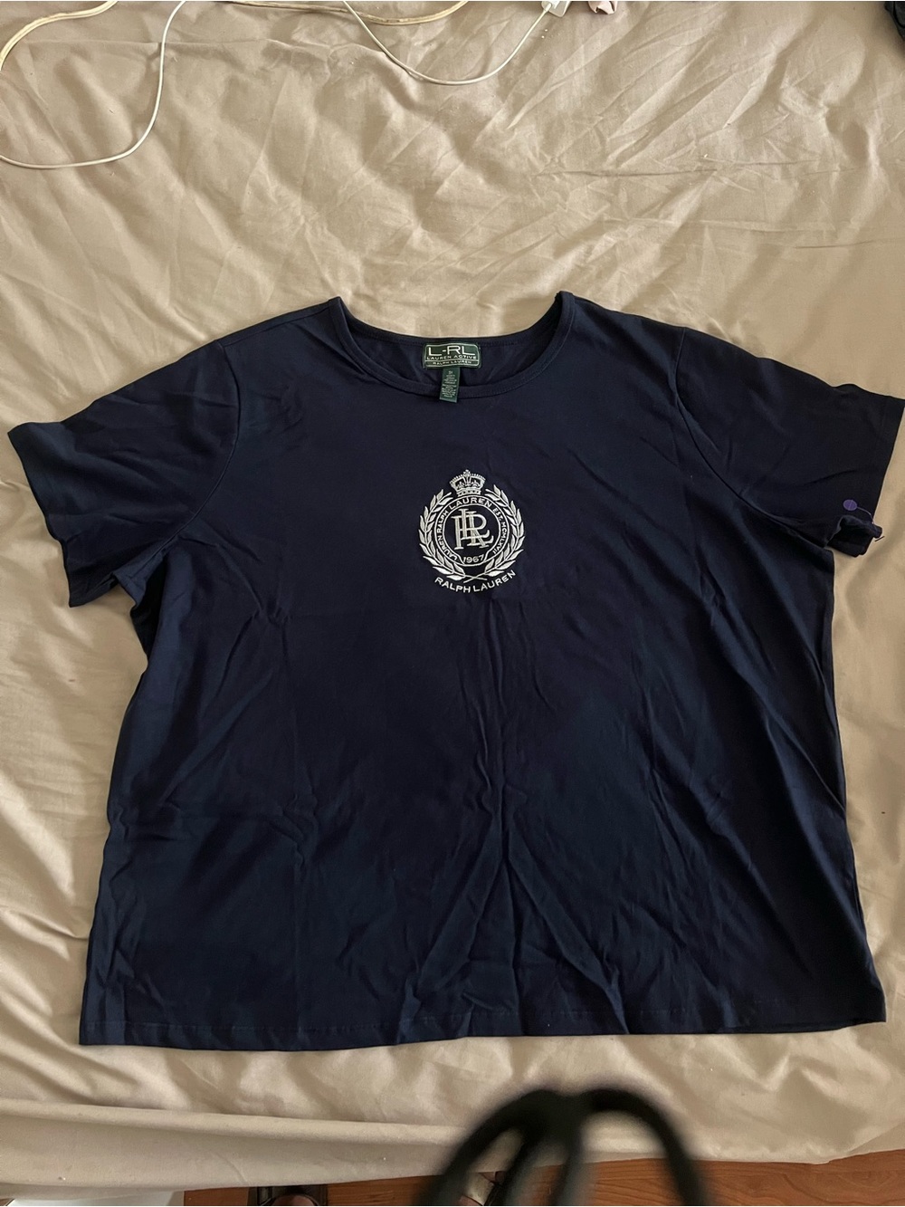 Ralph Lauren Navy Crest Embroidered Logo Tee